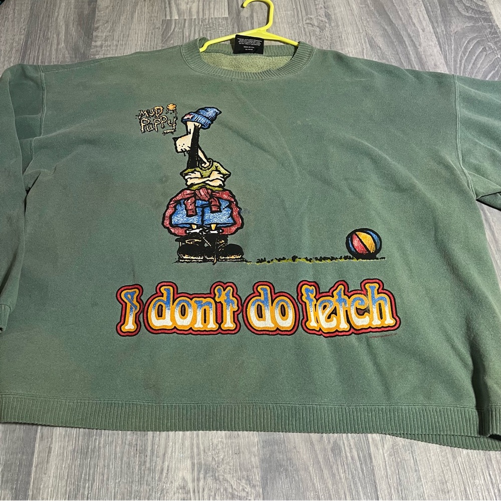 Garment Graphics Activewear Vintage Green Dog Sweater; One Size